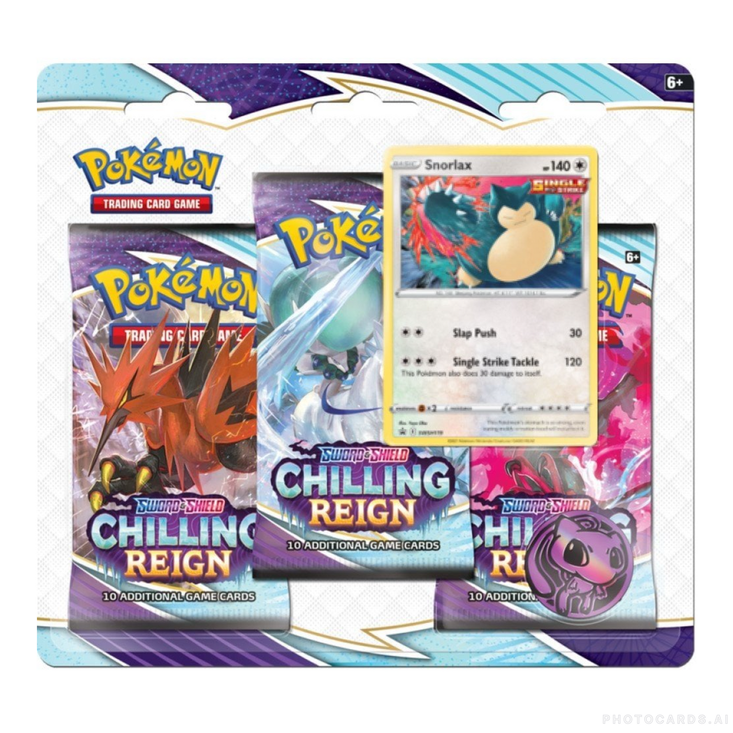 Pokemon Trading Card Game - Sword & Shield Chilling Reign Triple Pack Blister | Snorlax